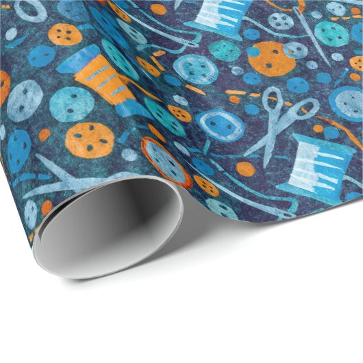 ホームホビー裁縫クラフト紙コラージパターンブルー ラッピングペーパー (ロールコーナー)