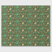 ホームホビー裁縫DIY紙コラージパターングリーン ラッピングペーパー (フラット)