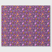 ホームホビー裁縫DIY紙コラージパターンパープル ラッピングペーパー (フラット)