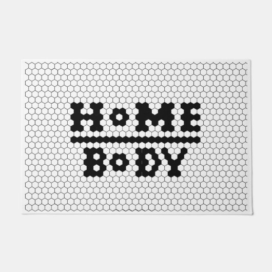 ホームボディフェイクタイル白黒 ドアマット (正面)