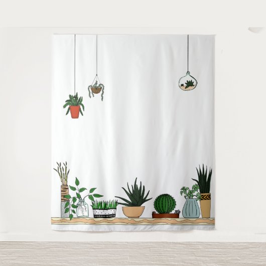 ホームポットプランツドゥードルアート タペストリー (正面)