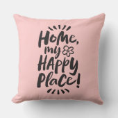 ホームマイハッピープレイス!シェルターインプレース淡い色の – ピンク クッション (正面)