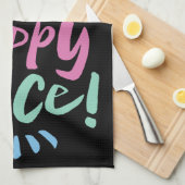 ホームマイハッピープレイス!シェルターインプレース – ネオン キッチンタオル (四つ折り)