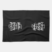 ホームマイハッピープレイス！レタリングエレガントブラック キッチンタオル (横)