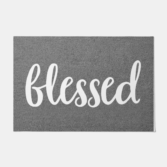 ホームマッユニークツウェルカムマットホームデコールグレー ドアマット (正面)