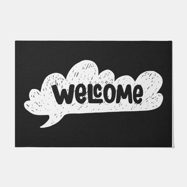 ホームマッユニークツウェルカムマットホームデコール – ブラック ドアマット (正面)