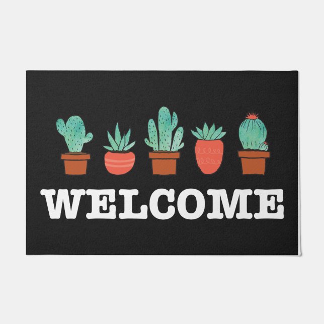 ホームマッユニークツウェルカムマットホームデコール – ブラック ドアマット (正面)