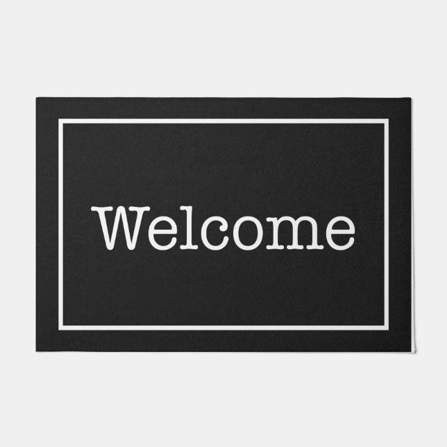 ホームマッユニークツウェルカムマットホームデコール – ブラック ドアマット (正面)