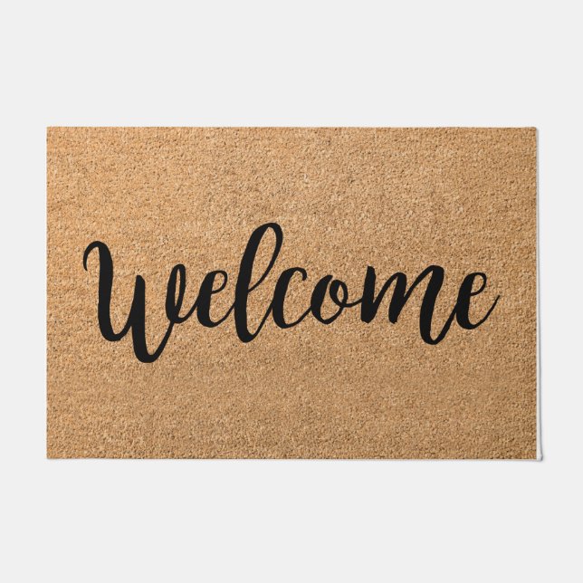 ホームマッユニークトウェルカムマットホームデコール – ブラウン ドアマット (正面)