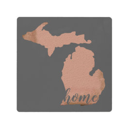 ホームミシガンシルエット銅グレー メタルプリント