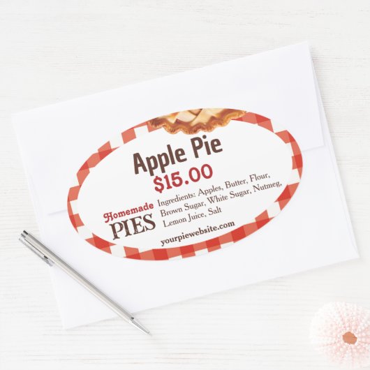 ホームメイドパイズベーカリー | アップルパイステッカーラベル 楕円形シール (封筒)