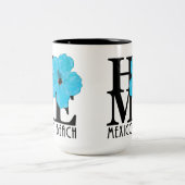 ホームメキシコビーチフロリダブルーハイビスカス15oz ツートーンマグカップ (中央)