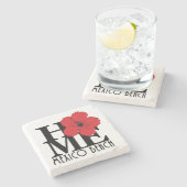 ホームメキシコビーチレッドハイビスカス ストーンコースター (横)