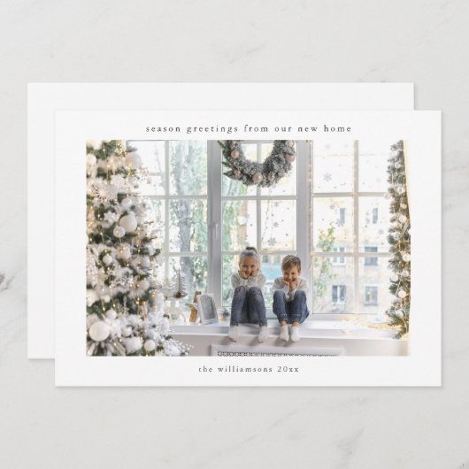 ホームメッセージファミリークリスマスフォトを移動 シーズンカード (正面/裏面)