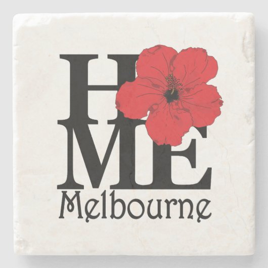 ホームメルボルンレッドハイビスカス ストーンコースター (正面)