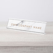 ホームモダンオフィスの銘板ホワイトマーブル金ゴールド デスクネームプレート (正面)