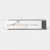 ホームモダンオフィスの銘板ホワイトマーブル金ゴールド デスクネームプレート (正面)