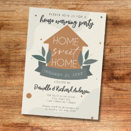 ホームモダンスウィートホームハウスウォーミングパーティー 招待状