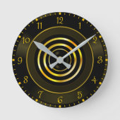 ホームモダンデコル用ブラック金ゴールドスパイラルウォールクロック ラウンド壁時計 (正面)