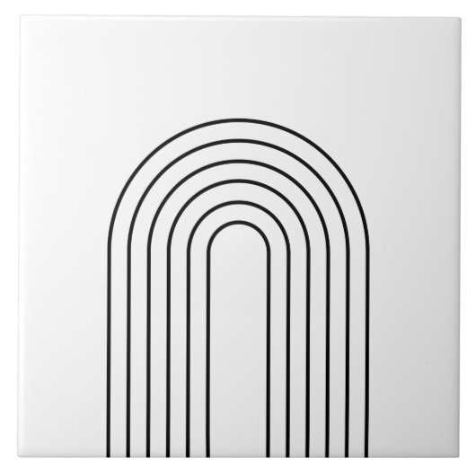 ホームモダンデコ黒線と白線の抽象芸術 タイル (正面)