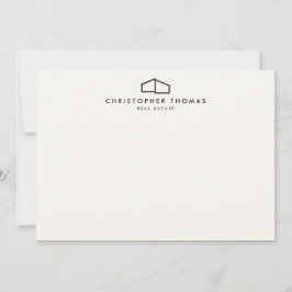 ホームモダンロゴアイボリー/ブラックフラットノートカード ノートカード