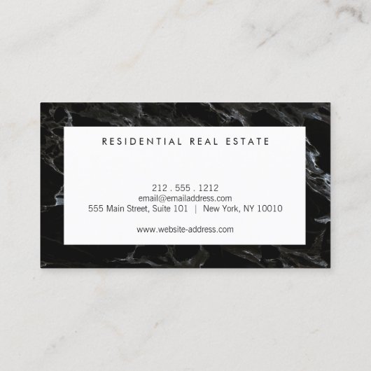 ホームモダンロゴアーキテクチャ不動産仲介業者ブラックマーブル 名刺 (裏面)