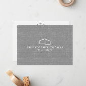 ホームモダンロゴグレーリネンフラットノートカード ノートカード (正面/裏面インサイチュ)