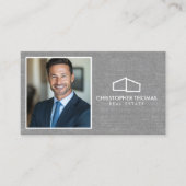 ホームモダンロゴ不動産仲介業者フォトグレーリネン 名刺 (正面)