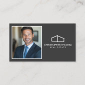 ホームモダンロゴ不動産仲介業者フォトダークグレー 名刺 (正面)