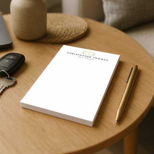 ホームモダンロゴ金ゴールド実在エステート、不動産仲介業者 ポストイット