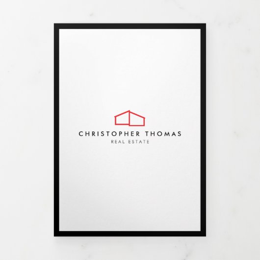 ホームモダンロ実在ゴエステート赤/白パンフレット 三つ折りカード (カバー)
