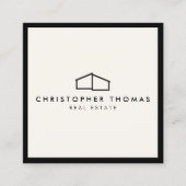 ホームモダンロ実在ゴエステート、不動産仲介業者アイボリー/ブラック スクエア名刺 (正面)