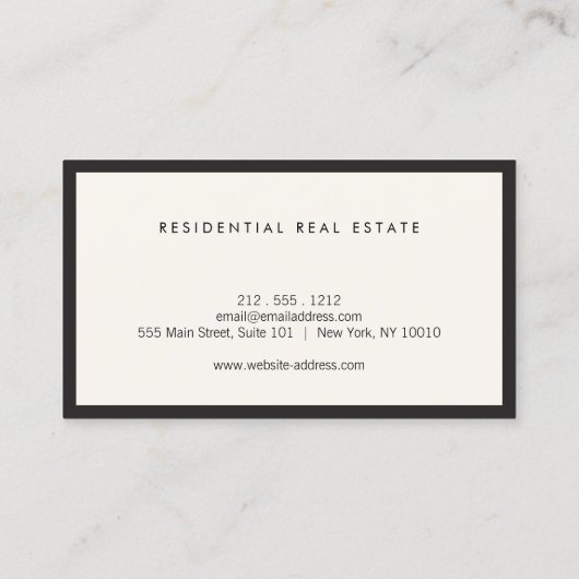 ホームモダンロ実在ゴエステート、不動産仲介業者アイボリー/ブラック 名刺 (裏面)