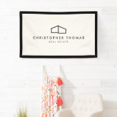 ホームモダンロ実在ゴエステート、不動産仲介業者アイボリー/ブラック 横断幕 (インサイチュ)