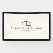 ホームモダンロ実在ゴエステート、不動産仲介業者アイボリー/ブラック 横断幕 (横)