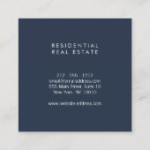 ホームモダンロ実在ゴエステート、不動産仲介業者ネイビーブルー スクエア名刺 (裏面)