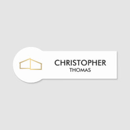 ホームモダンロ実在ゴエステート、不動産仲介業者ホワイト/金ゴールド 名札