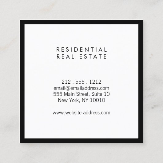 ホームモダンロ実在ゴエステート、不動産仲介業者赤/白 スクエア名刺 (裏面)