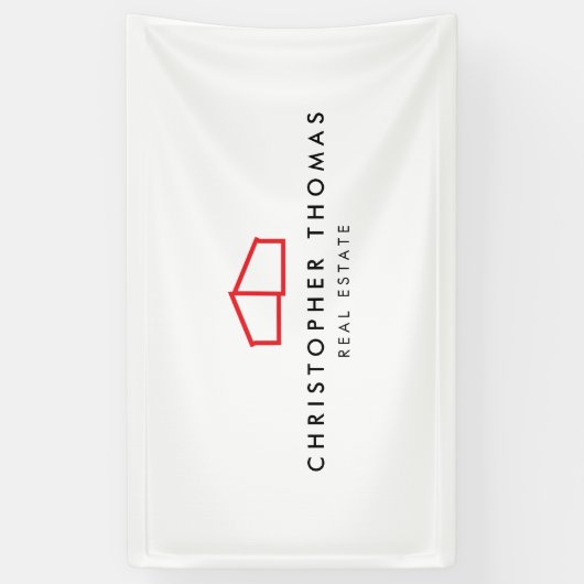 ホームモダンロ実在ゴエステート、不動産仲介業者赤/白 横断幕 (縦)