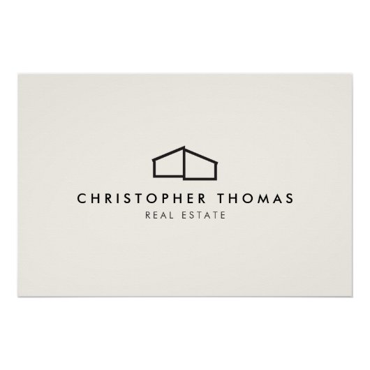 ホームモダン不動産仲介業者アイボリー/ブラックロゴのダウンロード ポスター (正面)