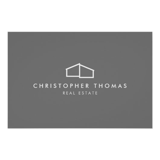 ホームモダン不動産仲介業者グレーのロゴのダウンロード ポスター (正面)
