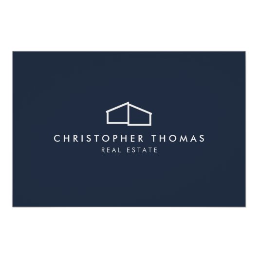 ホームモダン不動産仲介業者ネイビーブルーロゴダウンロード ポスター (正面)