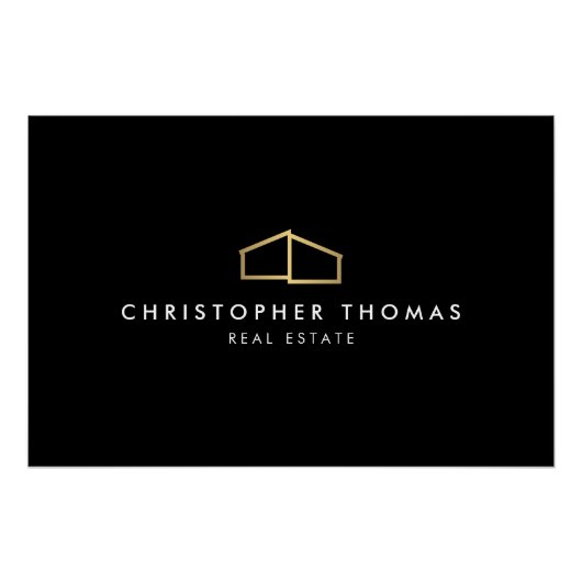 ホームモダン不動産仲介業者ブラック/金ゴールドロゴのダウンロード ポスター (正面)