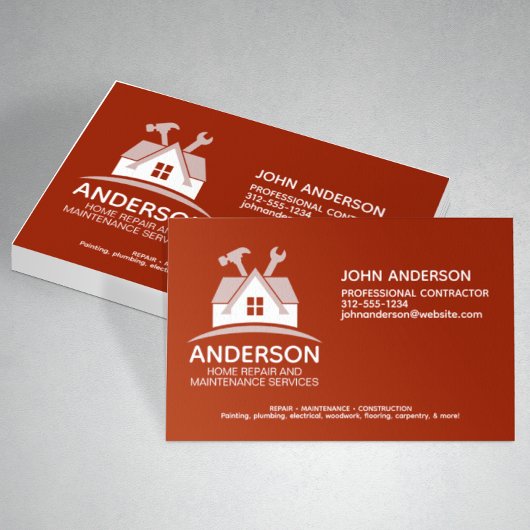 ホームモダン修理メンテナンスサービス赤 名刺
