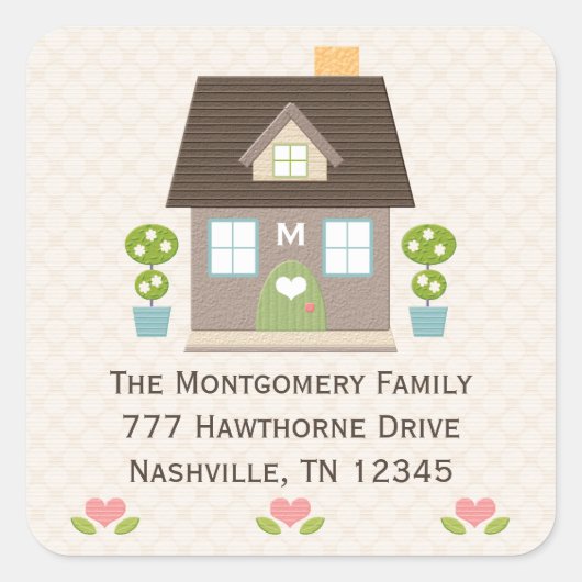 ホームモノグラムのアドレスのシール スクエアシール (正面)
