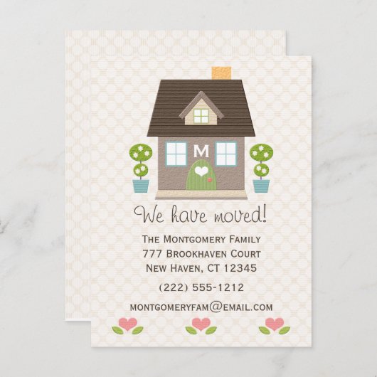 ホームモノグラムの引越し案内はがき 案内ポストカード (正面/裏面)