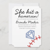 ホームランのような華やかな結婚前パーティーの野球テーマ 招待状 (正面)