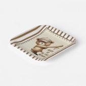 ホームランストライプ打球野球ベア1歳の誕生日 ペーパープレート (傾斜あり)