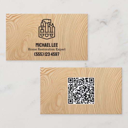 ホームリストア合板カスタムQR 名刺 (正面/裏面)