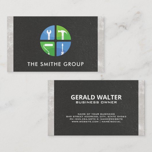 ホームリノベーションアイコン | 建築ロゴ 名刺 (正面/裏面)